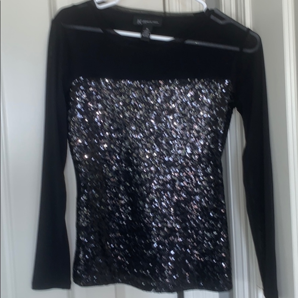 Inc Petite black and Shear top